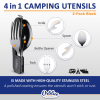 Orblue 4-in-1 Camping Utensils, 2-Pack, Portable Stainless Steel Spoon, Fork, Knife & Bottle Opener Combo Set - Travel, Backpacking Cutlery Multitool